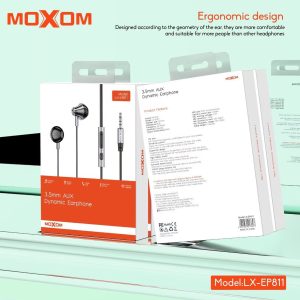 Moxom 3.5mm AUX Dynamic Earphone LX-EP811 Black