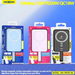 Moxom MX-PB116 WL QC18W+PD20W 15W Magnetic Wireless Power Bank