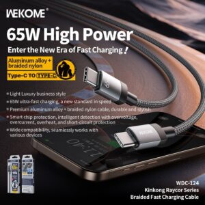 Wekome WDC-124 Kinkong Raycor Series Braided Fast Charging Cable 65W(C-C)